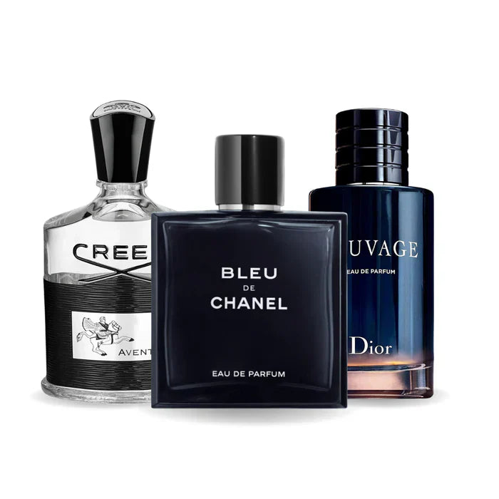BLACK FRIDAY Combo of 3 Perfumes: Creed AVENTUS, Chanel BLEU DE CHANEL and Dior SAUVAGE 100ml 