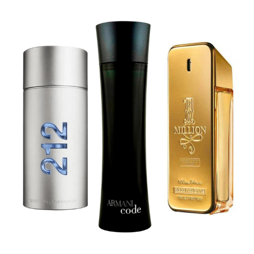BLACK FRIDAY Combo com 3 perfumes: Armani Code de Giorgio Armani e Paco Rabanne One Million, 212 Men NYC - 100ml