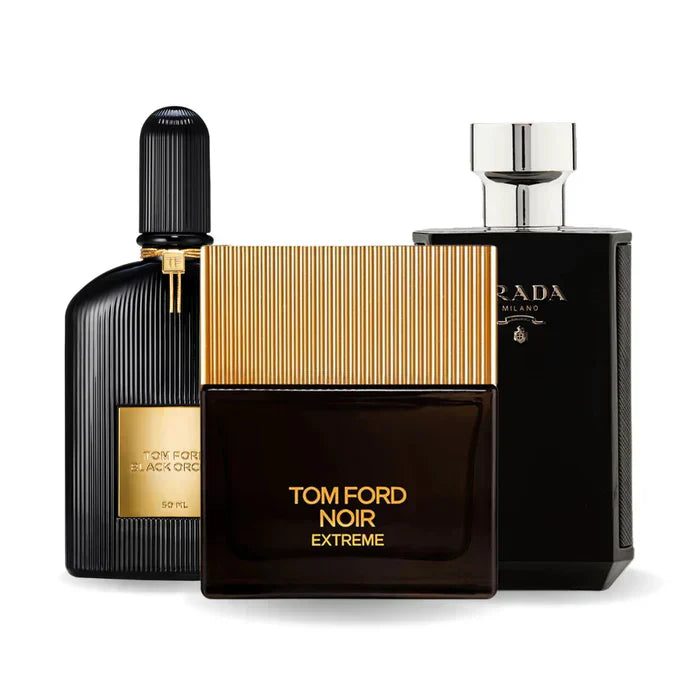 Black Friday combo with 3 perfumes: Tom Ford Orchidea Nera, Tom Ford Noir Extreme and Prada L'Homme Prada Intense - 100ml