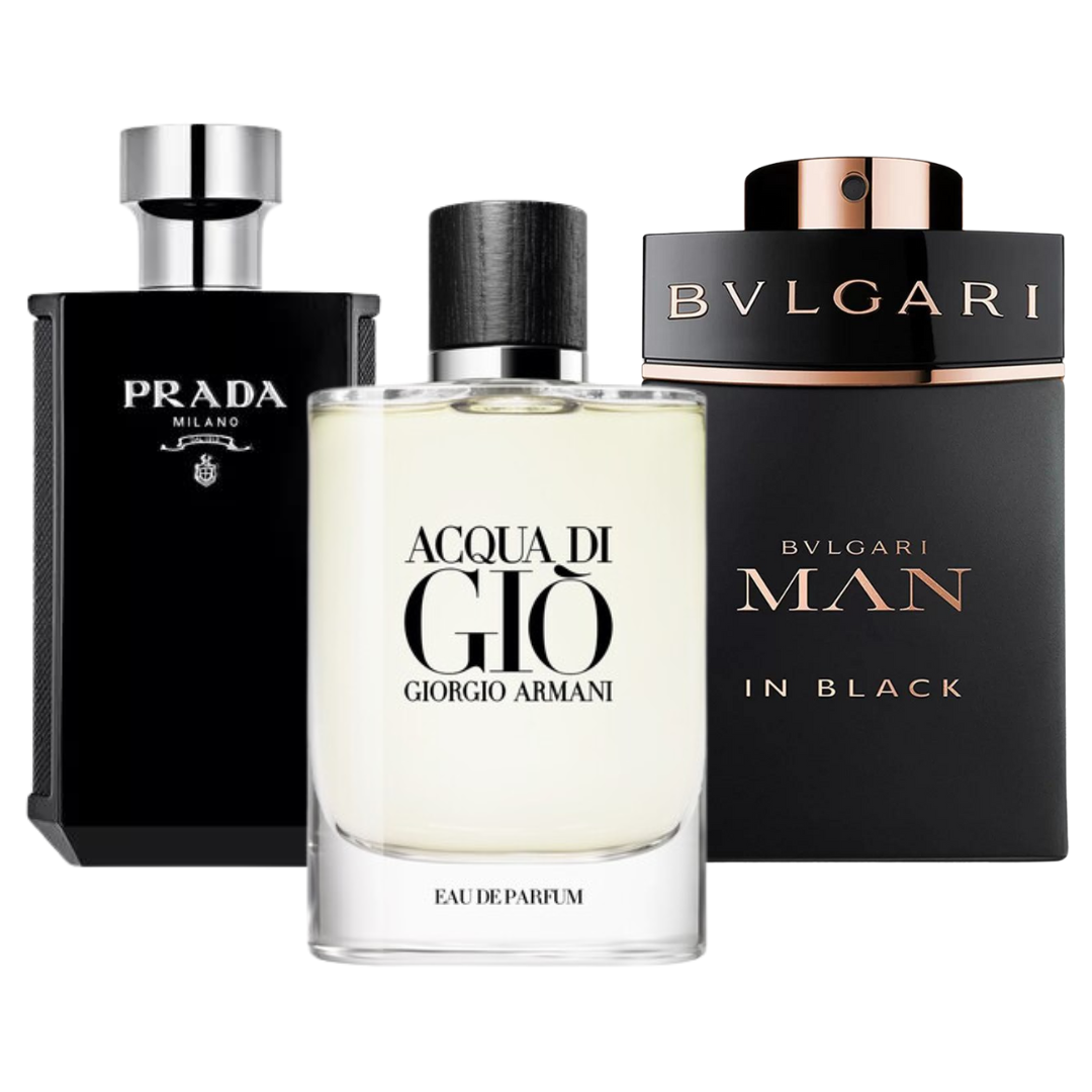 BLACK FRIDAY Combo of 3 Perfumes: Bvlgari In Black, Giorgio Armani Acqua Di Gio and L'Homme Prada Intense - 100ml